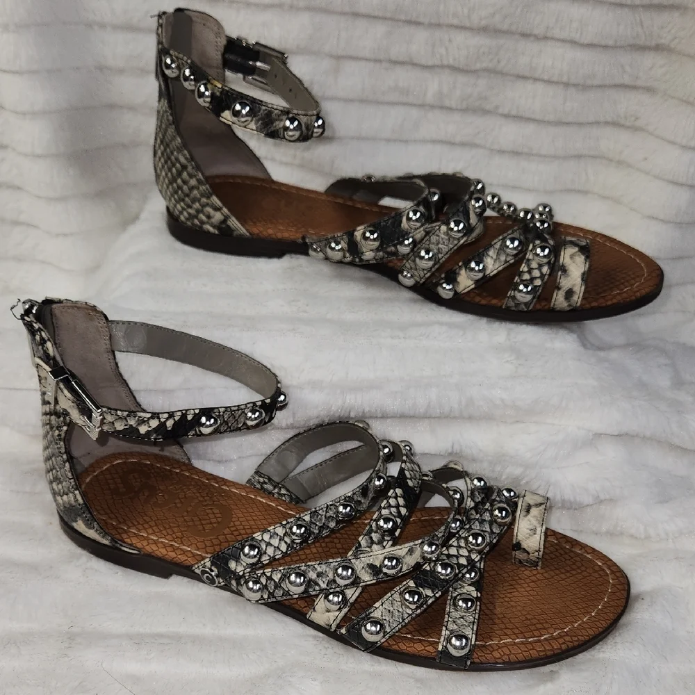 Studded Python Print Sandals - Picture 6 of 8